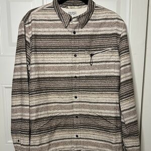 All Saints Beige and Brown Striped button up